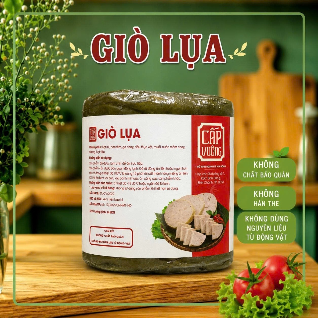 Giò Lụa Chay Cấp Vuông